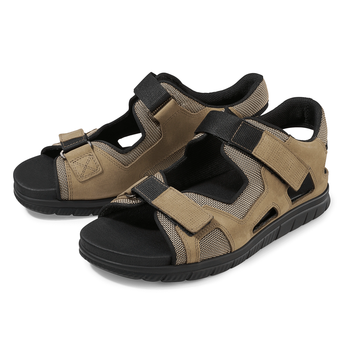 Bequeme Herrensandalen für Senioren mit verstellbaren Klettverschlüssen und breiter Passform.
